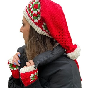 Ensemble chapeau <span class=keywords><strong>et</strong></span> <span class=keywords><strong>gants</strong></span> de Noël personnalisés en crochet pour <span class=keywords><strong>femme</strong></span>, bonnet de Père Noël tricoté <span class=keywords><strong>et</strong></span> ensemble écharpe <span class=keywords><strong>et</strong></span> <span class=keywords><strong>gants</strong></span> - Product Image 6