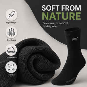Men Bamboo Dress <b>Socks</b> Custom Logo Solid Color Crew Casual Business <b>Socks</b> Breathable High Quality Manufacturer Wholesale in Box - Product Image 5