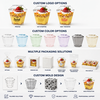 Gobelets jetables de 60 ml sans BPA, transparents, mini-tasses à pudding, yaourt, avec couvercle, pour fêtes, glaces, gelées, mousses, desserts