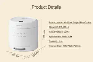 New Design Electric Low Sugar Rice Cooker 1.5 Litre With Stainless Steel Low Sugar Rice Cooker
