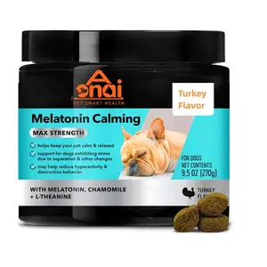 Melatonina para perros-Alivio de la ansiedad del perro con manzanilla + L-teanina Suplemento masticable calmante para perros