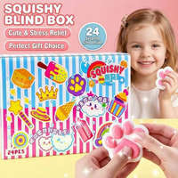 Boîte mystère en gros de 24 jouets Poke Squishy à rebond lent en TPR, anti-stress, à presser et pincer, pour cadeaux de fête