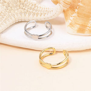 Gold Plated Adjustable <b>Ring</b> Set Heart Zircon Geometric <b>Stack</b> <b>Rings</b> Beach Wedding Party Jewelry Gift For Women - Product Image 5