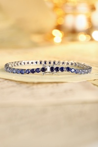 Anster Precio de Fábrica Pulsera de Tenis de Zafiro de Moda con Piedra <span class=keywords><strong>Mian</strong></span> de Forma Redonda de 7.5ct/7.85ct/8.5ct, Joyería S925, Personalizada - Product Image 2