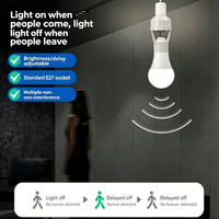 Luz con Sensor de Movimiento PIR de 360 Grados, Base E27, 110-240V, Carga Máxima de 60W, Tiempo de Retardo Ajustable