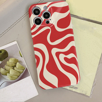 Coque de téléphone portable en PC rigide avec impression photo effet vague rouge et blanc de luxe pour iPhone Xr Xs 11 12 13 14 15 16 17 18 Pro Max