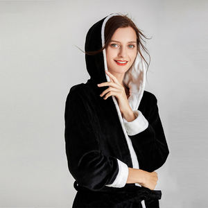 Camisón de franela con capucha, albornoz corto para mujer, Coral camisón de lana para el hogar, <span class=keywords><strong>bata</strong></span> de Hotel - Product Image 6