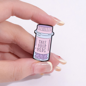 Sevimli karikatür ilaç şişe emaye pimleri ilaçlarınızı almak için yaka rozeti broşlar Pot Pin takı aksesuarları hediye sırt çantası - Product Image 4