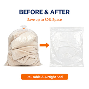 Sacs de rangement sous vide avec pompe électrique, pochettes organisatrices transparentes pliables pour le rangement des vêtements dans la maison et le placard - Product Image 2