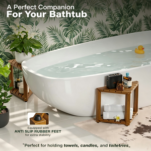 Tabouret <span class=keywords><strong>de</strong></span> douche d'angle en bois d'acacia, banc <span class=keywords><strong>de</strong></span> douche d'angle en bois pour se raser les jambes sous la douche, repose-pieds <span class=keywords><strong>de</strong></span> douche imperméable - Product Image 4