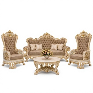 Elegant Heavy Handcrafted Teak Wood <b>Sofa</b> <b>Set</b> with Centre Table Maharaja Royal Carved <b>Sofa</b> & Throne Chair <b>Set</b> for Home Decor UK - Product Image 2