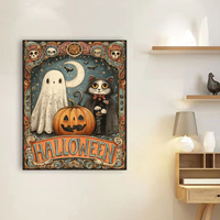 CHENISTORY Peinture par numéros DIY pour adultes, thème Halloween : Fantômes, citrouilles et chatons, à colorier par numéros