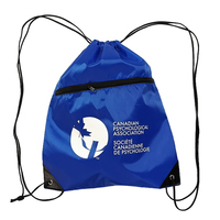 Sac à dos de sport de haute qualité avec cordon de serrage et poche zippée, logo personnalisé imprimé, sacs de shopping promotionnels en polyester