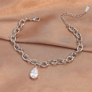 RAKOL BP3030 925 Sterling <b>Silver</b> <b>Bracelet</b> Chain Female <b>Bracelet</b> Circle Pendant Attached <b>Bracelet</b> - Product Image 1