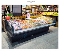 Vitrine réfrigérée commerciale à rideau d'air ouvert pour viande fraîche, comptoir de service réfrigéré en acier inoxydable pour supermarché et boucherie