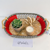 Cesta de Pão Artesanal de Vime com Alças, Estilo Costeiro Colorido, Ecológica, para Servir Frutas e Organização de Cozinha, Peça Única