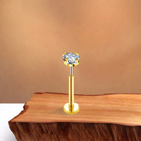 Getta Anneau de lèvre motif cœur en zircon, labret vintage à filetage interne, bijoux de piercing corporel plaqué argent en titane ASTM F136