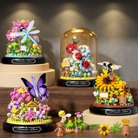 Lot de 4 blocs de construction insectes : Libellule, Coccinelle, Papillon, Abeille – Modèle en briques « Forever Love » – Décoration DIY, Cadeau
