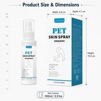 Zourunan Spray para Piel de Mascotas 100ml, Caja de 15.5cm, 6.8cm de Ancho, 4.1cm de Profundidad, Compacto, Serie Cuidado de la Piel, Origen Global