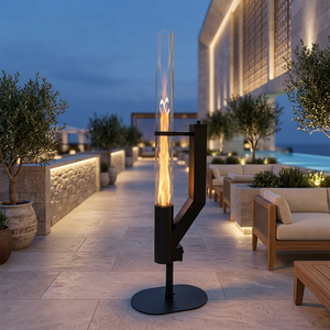 <span class=keywords><strong>Stufa</strong></span> <span class=keywords><strong>a</strong></span> Pellet da Esterno con Ampio Campo Visivo, Fiamma Aperta Alta, per Giardino e Cortile, con Funzione di Riscaldamento e Decorazione - Product Image 3