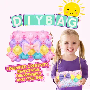 Super New Arrival DIY Cute Macaron Pink Princess Purse Handbag Pop Bubble Fidget Shoulder Bag Best Gift for Girls