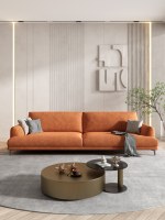 Canapé Chesterfield trois places Mufang, style mid-century moderne, en cuir véritable confortable, design simple, modulaire, idéal pour appartement et villa