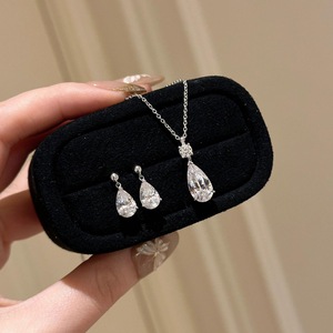 S925 Pure <b>Silver</b> Dynamic Water Drop Diamond <b>Necklace</b> and Earring <b>Set</b> High-End Luxury Fine Jewelry with Fashionable Styling - Product Image 1