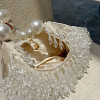 Sac à main de luxe français en perles avec poignée à pompons pour femme, sacs élégants faits à la main avec perles, pochette de mariage, sacs hobo en lin-coton pour femme