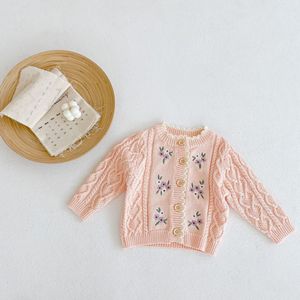 Nuovo Designer di alta qualità in cotone 100% neonate bambine vestiti per bambini vestiti ricamati cappotto tutto in maglia cardigan - Product Image 5