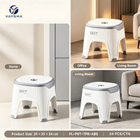 Nouvelle Arrivée Tabouret en Plastique Côtelé Bicolore Ergonomique avec Assise Large Empilable Gain de Place pour la Maison, la Salle de Bain, le Salon, la Chambre à Coucher