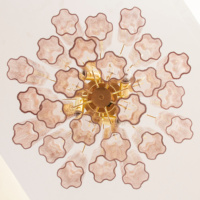 Lustre LED moderne au design nordique, lampe suspendue en verre de Murano, luminaire à fleurs roses, couleur et taille personnalisables, intensité variable pour