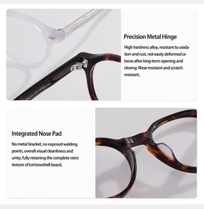 Gafas Ópticas de Acetato al por Mayor de Fábrica, Montura Redonda Retro con Logotipo Personalizado, Gafas con Protección Contra Luz Azul, Gafas Graduadas - Product Image 6