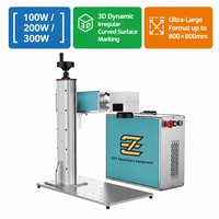 Mesin Penanda Laser Serat 100W 200W 300W Sumber Raycus untuk Pengukiran Dalam pada Logam Penandaan Permukaan Lengkung 3D