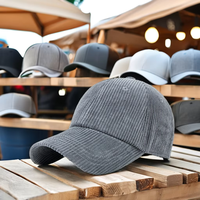 Gorra de béisbol de pana de 6 paneles con logo personalizado al por mayor, cálida para invierno, estilo vintage, con hebilla metálica, seis tallas (52-62cm) para marcas, venta a granel