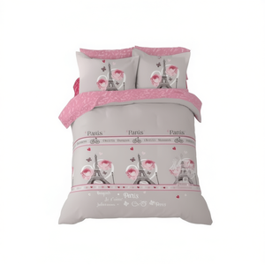 Parure de lit Juliette Paris grise 6 pièces, taille simple, imprimé floral, style princesse, pour usage domestique - Product Image 1