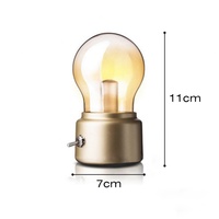 Lampe de bureau LED classique à soufflerie, lumière décorative rétro, veilleuse USB rechargeable, lampe de table LED décorative