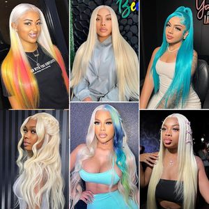 Perruque en cheveux humains 40 pouces, blonde 613, avec dentelle frontale HD transparente, longue, ondulée, entièrement en dentelle, pré-épilée, avec baby hair, vente en gros - Product Image 5