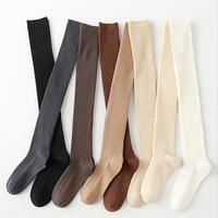WUYANG FACTORY vente en gros plaine noir blanc école longues uniformes chaussettes femmes coton sur le genou chaussettes cuisse haute Stock