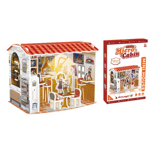 Rompecabezas de ensamblaje en oferta, productos de rompecabezas con luces LED, diseño de bricolaje, juguete de rompecabezas, microcabaña, <span class=keywords><strong>bar</strong></span>, rompecabezas 3D para niños - Product Image 1