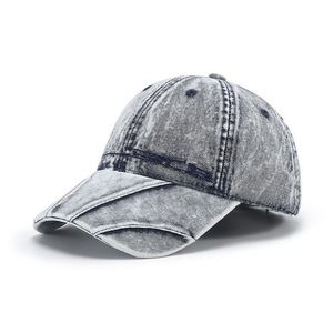 Casquette de baseball en jean unie personnalisable JH unisexe, tendance et cool, effet vieilli, 100 % coton, 6 panneaux, ajustable, toutes saisons, pour adultes - Product Image 1
