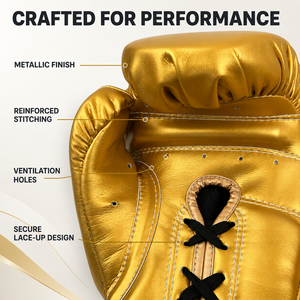 Guantes de Boxeo Dorados de PU con Cierre de Cordones para Adultos, Unisex, Equipo de Entrenamiento de Artes Marciales - Product Image 4