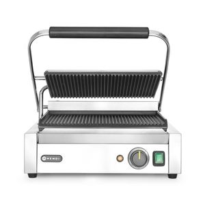 Máquina para Hacer Sándwiches Comercial HENDI, Superficie Superior e Inferior Acanalada de Acero Inoxidable, Control de Temperatura, 430x375x216mm, Equipo de Cocina - Product Image 1