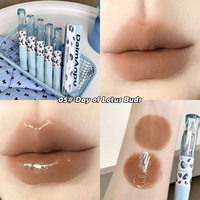 DAIMANPU Rouge à Lèvres Double Embout Classique Imprimé Léopard, Fini Mat et Brillant Effet Miroir, Longue Tenue, Effet Repulpant 2g