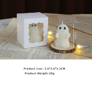 Bougie décorative artisanale en forme de fantôme pour Halloween, en cire de soja, votive, pour bars, respectueuse de l'environnement, longue durée - Product Image 5