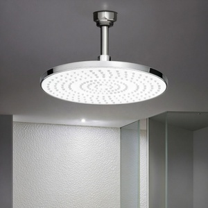 Testa <span class=keywords><strong>doccia</strong></span> rotonda da 9 pollici a funzione singola cromata con G1/2 ugelli di plastica a sfera per pulire gli ugelli per bagno - Product Image 2