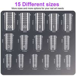 Ongles artificiels en forme de cercueil en <span class=keywords><strong>gel</strong></span> cristal rapide pour la pose d'ongles en forme d'amande de style français, pointes d'ongles en <span class=keywords><strong>gel</strong></span> pour les doigts - Product Image 3