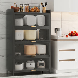 Meuble de cuisine mural multi-niveaux en métal avec <span class=keywords><strong>porte</strong></span> <span class=keywords><strong>coulissante</strong></span> pour la maison, servant de buffet et de rangement pour vaisselle - Product Image 2