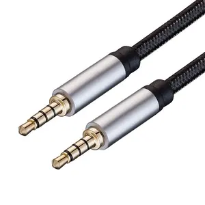Nylon Braided Computer Aux Cable Kabel Headphone Jack Pure Copper 4 Pole 3.5MM TRRS Audio Speaker Stereo Cable Manufacturers