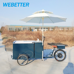 WEBETTER Carritos de Helados para Exteriores, Carrito de Jugos de Frutas Personalizado, Carrito de Gelato Móvil Pequeño con Bicicleta - Product Image 2