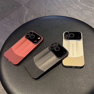 เคสหนังดีไซน์สีตัดกันสำหรับ iPhone 17 12 13 14 15 16 Pro Max พร้อมฟิล์มเลนส์ HD ป้องกันแรงกระแทก ฝาหลังแข็ง PC - Product Image 3